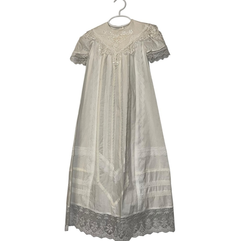 Vintage Jessica McClintock white christening baptismal gown Victorian lace 6m